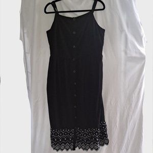 Old Navy, XL, Dress, Black, White, Straps, Midi, Sleeveless, Button Down, Casual